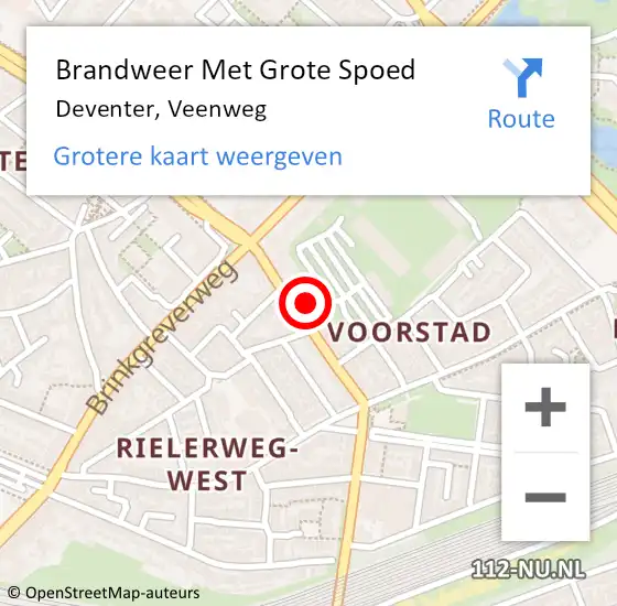 Locatie op kaart van de 112 melding: Brandweer Met Grote Spoed Naar Deventer, Veenweg op 21 januari 2023 08:39
