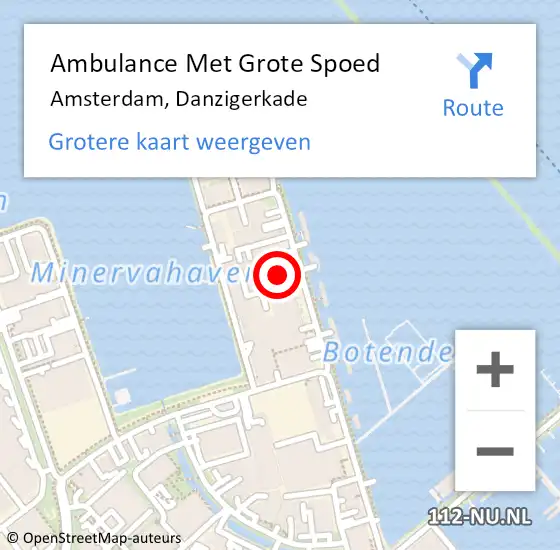 Locatie op kaart van de 112 melding: Ambulance Met Grote Spoed Naar Amsterdam, Danzigerkade op 21 januari 2023 11:09