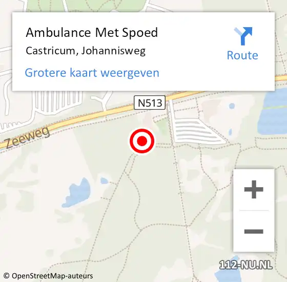 Locatie op kaart van de 112 melding: Ambulance Met Spoed Naar Castricum, Johannisweg op 21 januari 2023 12:01
