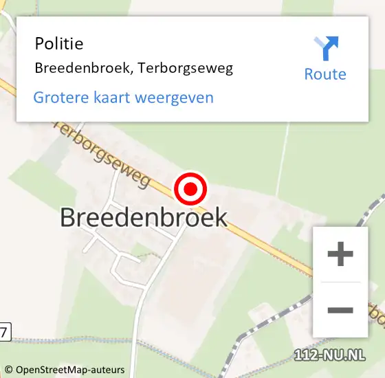 Locatie op kaart van de 112 melding: Politie Breedenbroek, Terborgseweg op 21 januari 2023 12:10