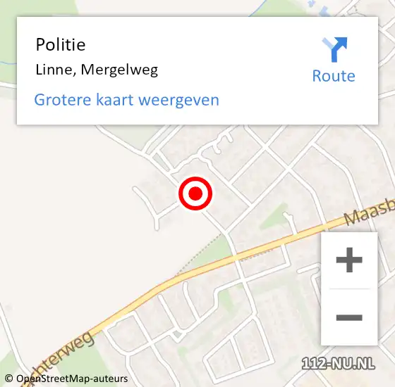 Locatie op kaart van de 112 melding: Politie Linne, Mergelweg op 21 januari 2023 13:20