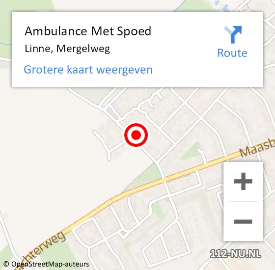 Locatie op kaart van de 112 melding: Ambulance Met Spoed Naar Linne, Mergelweg op 21 januari 2023 13:23