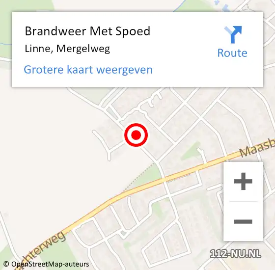 Locatie op kaart van de 112 melding: Brandweer Met Spoed Naar Linne, Mergelweg op 21 januari 2023 13:39
