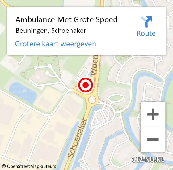 Locatie op kaart van de 112 melding: Ambulance Met Grote Spoed Naar Beuningen, Schoenaker op 21 januari 2023 14:33