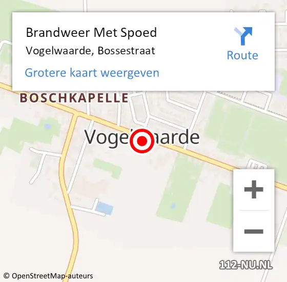 Locatie op kaart van de 112 melding: Brandweer Met Spoed Naar Vogelwaarde, Bossestraat op 21 januari 2023 15:47
