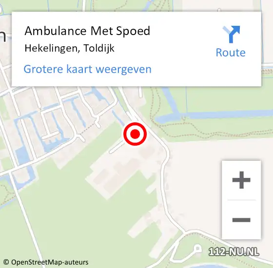 Locatie op kaart van de 112 melding: Ambulance Met Spoed Naar Hekelingen, Toldijk op 21 januari 2023 17:58