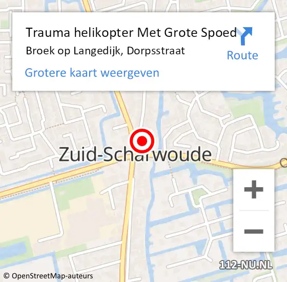 Locatie op kaart van de 112 melding: Trauma helikopter Met Grote Spoed Naar Broek op Langedijk, Dorpsstraat op 21 januari 2023 18:55