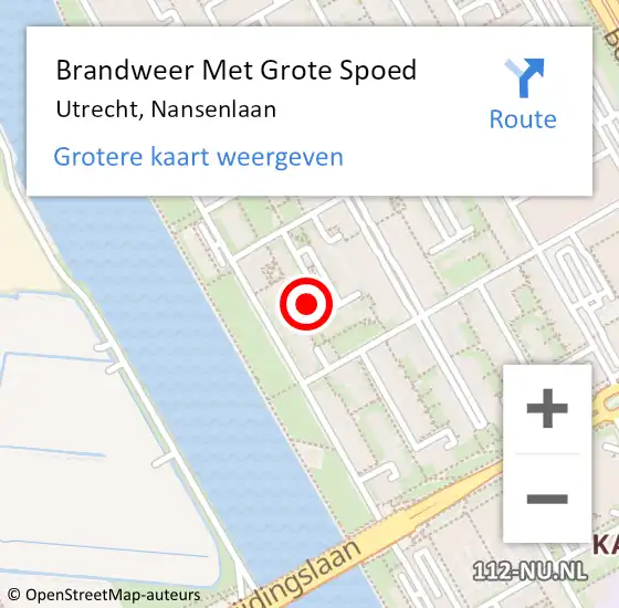Locatie op kaart van de 112 melding: Brandweer Met Grote Spoed Naar Utrecht, Nansenlaan op 21 januari 2023 19:16