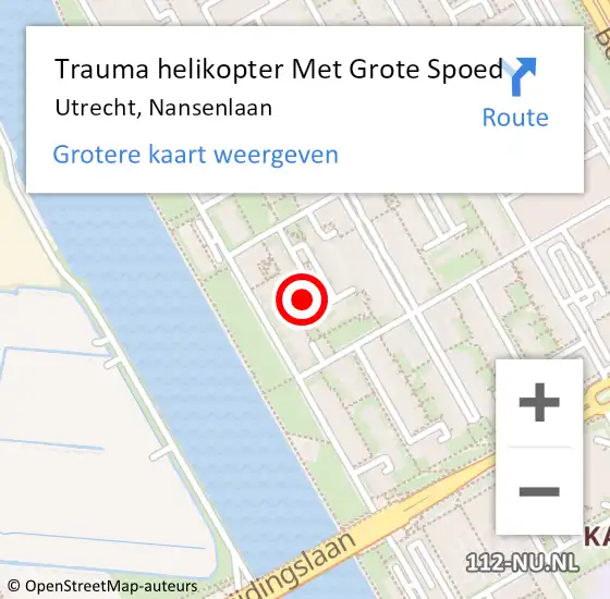 Locatie op kaart van de 112 melding: Trauma helikopter Met Grote Spoed Naar Utrecht, Nansenlaan op 21 januari 2023 19:30