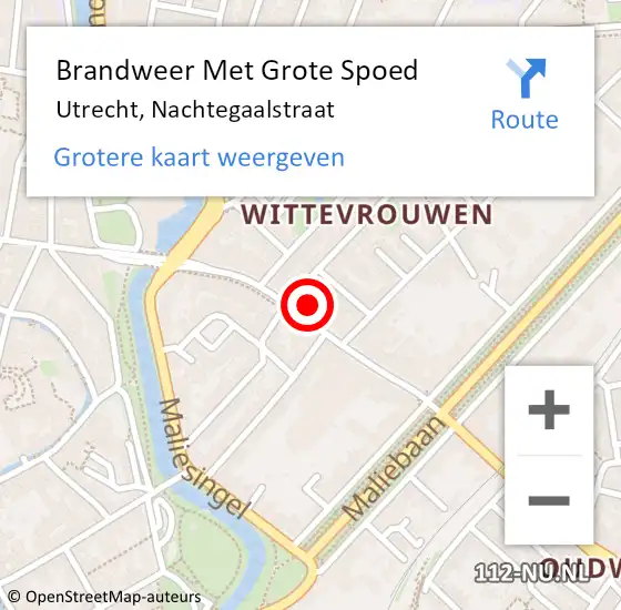 Locatie op kaart van de 112 melding: Brandweer Met Grote Spoed Naar Utrecht, Nachtegaalstraat op 21 januari 2023 20:50