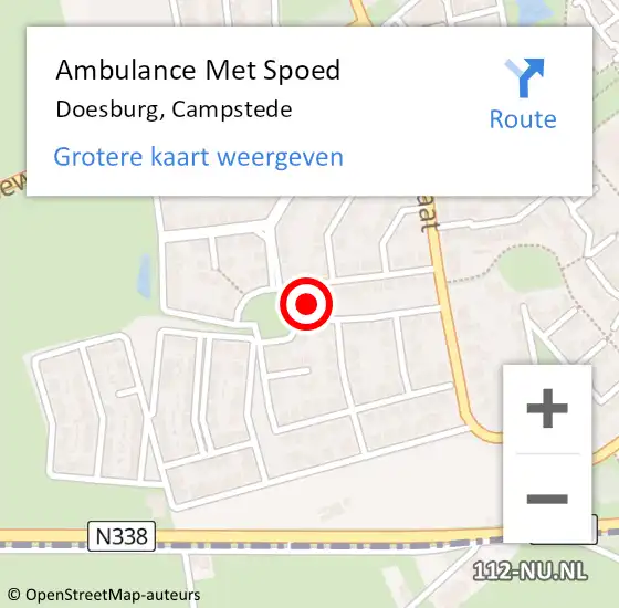 Locatie op kaart van de 112 melding: Ambulance Met Spoed Naar Doesburg, Campstede op 21 januari 2023 21:06