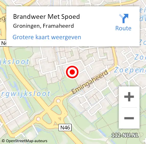 Locatie op kaart van de 112 melding: Brandweer Met Spoed Naar Groningen, Framaheerd op 21 januari 2023 22:03