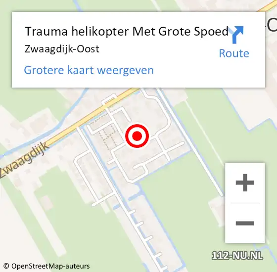 Locatie op kaart van de 112 melding: Trauma helikopter Met Grote Spoed Naar Zwaagdijk-Oost op 22 januari 2023 00:41