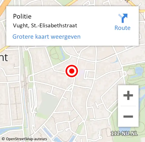 Locatie op kaart van de 112 melding: Politie Vught, St.-Elisabethstraat op 22 januari 2023 00:55