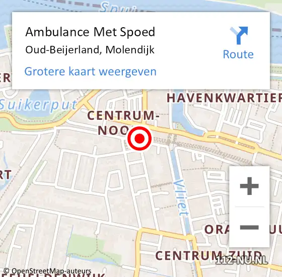 Locatie op kaart van de 112 melding: Ambulance Met Spoed Naar Oud-Beijerland, Molendijk op 22 januari 2023 02:04