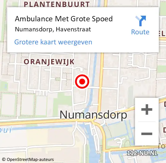 Locatie op kaart van de 112 melding: Ambulance Met Grote Spoed Naar Numansdorp, Havenstraat op 22 januari 2023 06:56