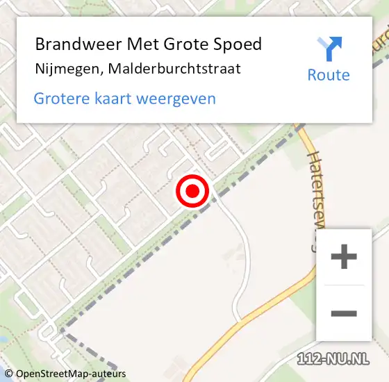 Locatie op kaart van de 112 melding: Brandweer Met Grote Spoed Naar Nijmegen, Malderburchtstraat op 22 januari 2023 09:49