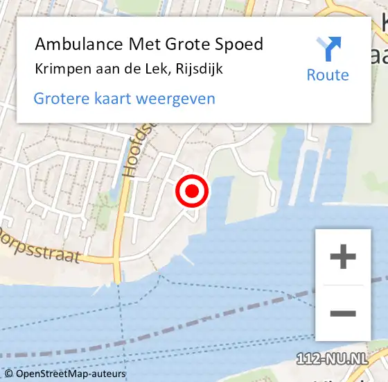 Locatie op kaart van de 112 melding: Ambulance Met Grote Spoed Naar Krimpen aan de Lek, Rijsdijk op 22 januari 2023 10:58