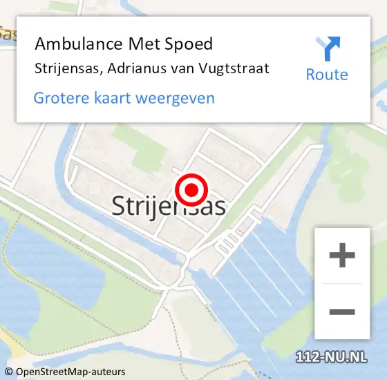 Locatie op kaart van de 112 melding: Ambulance Met Spoed Naar Strijensas, Adrianus van Vugtstraat op 22 januari 2023 11:21