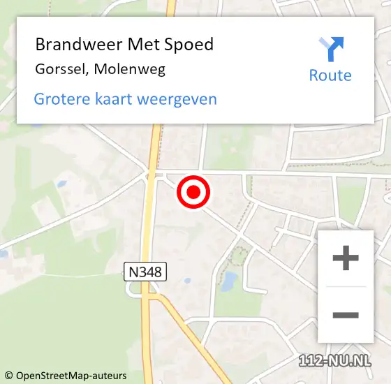 Locatie op kaart van de 112 melding: Brandweer Met Spoed Naar Gorssel, Molenweg op 22 januari 2023 12:22