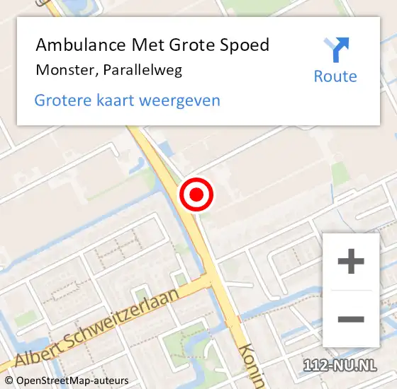 Locatie op kaart van de 112 melding: Ambulance Met Grote Spoed Naar Monster, Parallelweg op 22 januari 2023 12:43