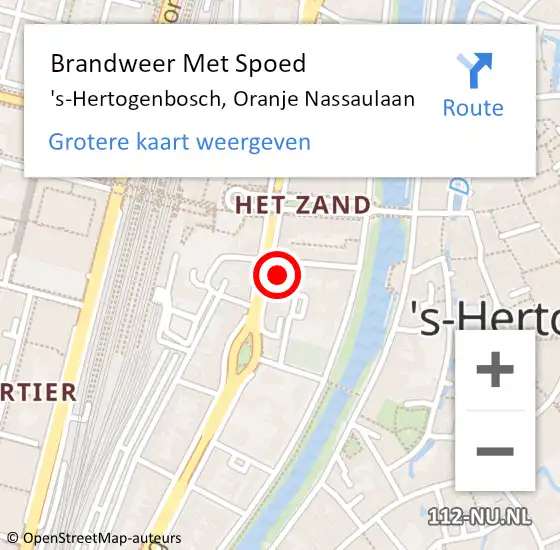 Locatie op kaart van de 112 melding: Brandweer Met Spoed Naar 's-Hertogenbosch, Oranje Nassaulaan op 22 januari 2023 13:36