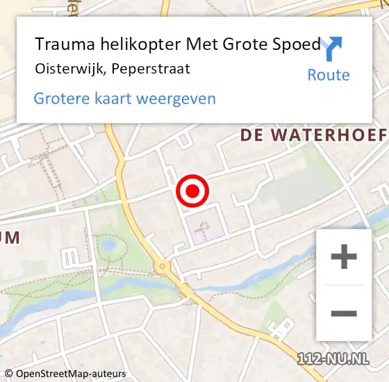 Locatie op kaart van de 112 melding: Trauma helikopter Met Grote Spoed Naar Oisterwijk, Peperstraat op 22 januari 2023 14:04
