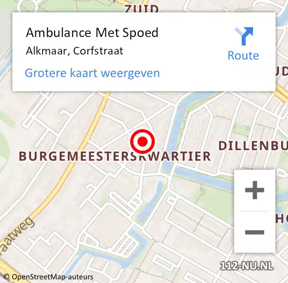 Locatie op kaart van de 112 melding: Ambulance Met Spoed Naar Alkmaar, Corfstraat op 22 januari 2023 15:25