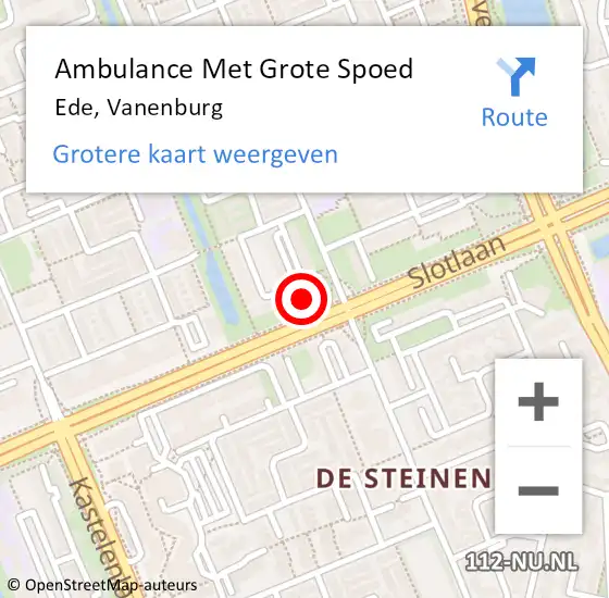 Locatie op kaart van de 112 melding: Ambulance Met Grote Spoed Naar Ede, Vanenburg op 22 januari 2023 15:47