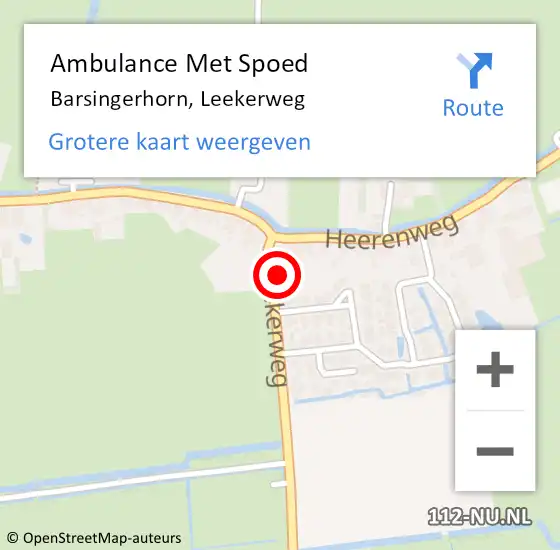 Locatie op kaart van de 112 melding: Ambulance Met Spoed Naar Barsingerhorn, Leekerweg op 22 januari 2023 16:45