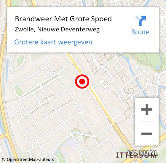 Locatie op kaart van de 112 melding: Brandweer Met Grote Spoed Naar Zwolle, Nieuwe Deventerweg op 22 januari 2023 17:02