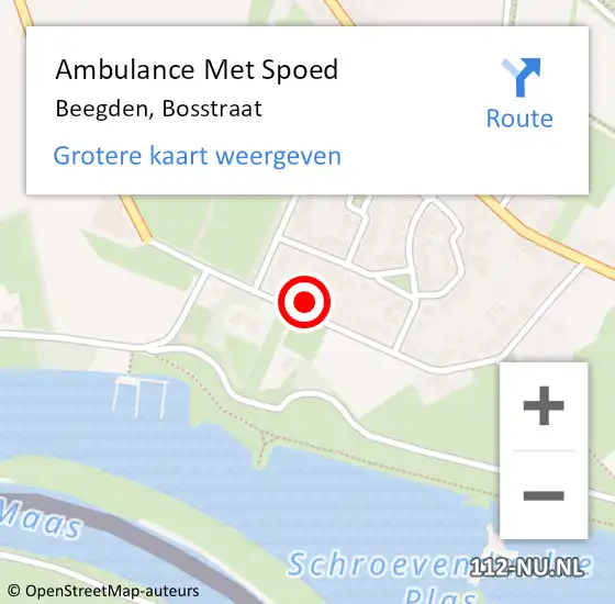 Locatie op kaart van de 112 melding: Ambulance Met Spoed Naar Beegden, Bosstraat op 22 januari 2023 17:51