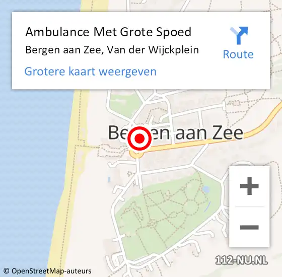 Locatie op kaart van de 112 melding: Ambulance Met Grote Spoed Naar Bergen aan Zee, Van der Wijckplein op 22 januari 2023 17:55