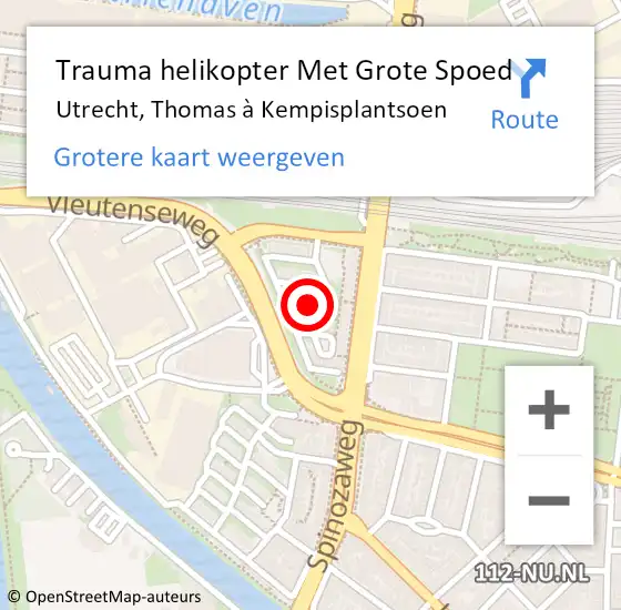 Locatie op kaart van de 112 melding: Trauma helikopter Met Grote Spoed Naar Utrecht, Thomas à Kempisplantsoen op 22 januari 2023 18:57