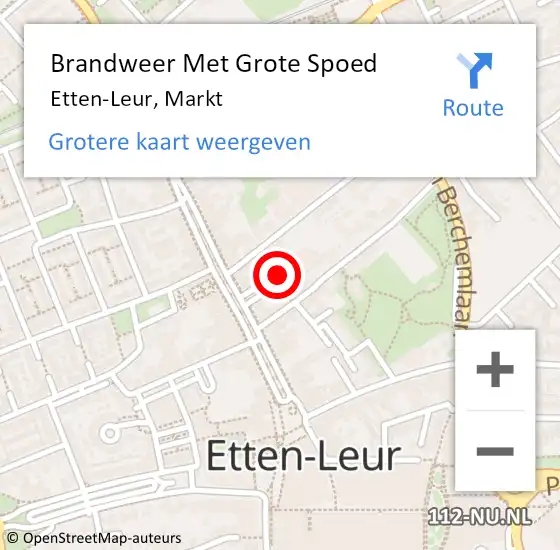 Locatie op kaart van de 112 melding: Brandweer Met Grote Spoed Naar Etten-Leur, Markt op 22 januari 2023 20:21