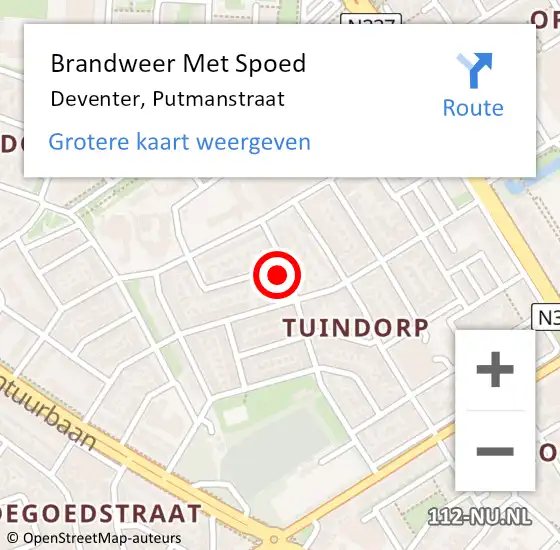 Locatie op kaart van de 112 melding: Brandweer Met Spoed Naar Deventer, Putmanstraat op 22 januari 2023 20:31