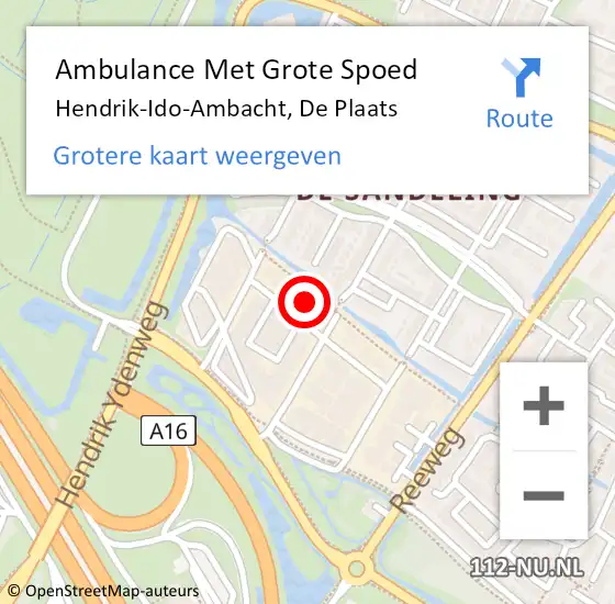 Locatie op kaart van de 112 melding: Ambulance Met Grote Spoed Naar Hendrik-Ido-Ambacht, De Plaats op 23 januari 2023 06:28