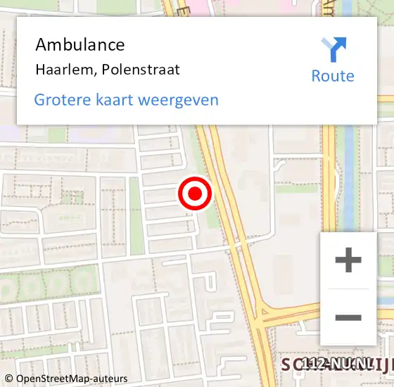 Locatie op kaart van de 112 melding: Ambulance Haarlem, Polenstraat op 23 januari 2023 06:56
