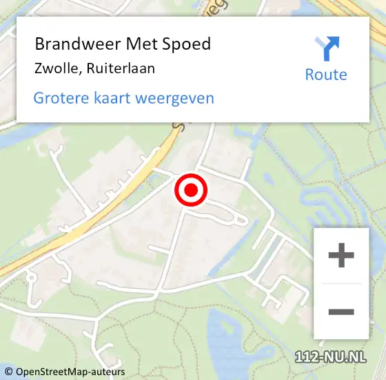 Locatie op kaart van de 112 melding: Brandweer Met Spoed Naar Zwolle, Ruiterlaan op 13 augustus 2014 08:06