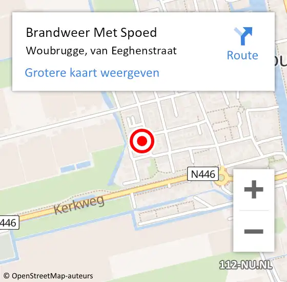 Locatie op kaart van de 112 melding: Brandweer Met Spoed Naar Woubrugge, van Eeghenstraat op 23 januari 2023 09:58