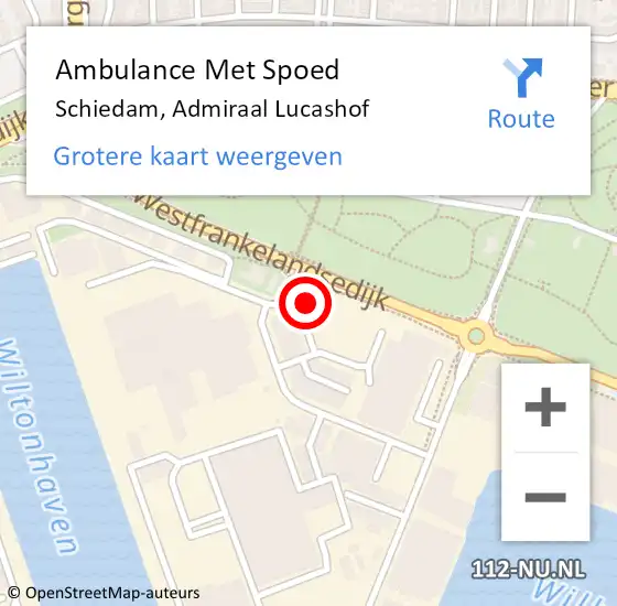 Locatie op kaart van de 112 melding: Ambulance Met Spoed Naar Schiedam, Admiraal Lucashof op 23 januari 2023 10:51