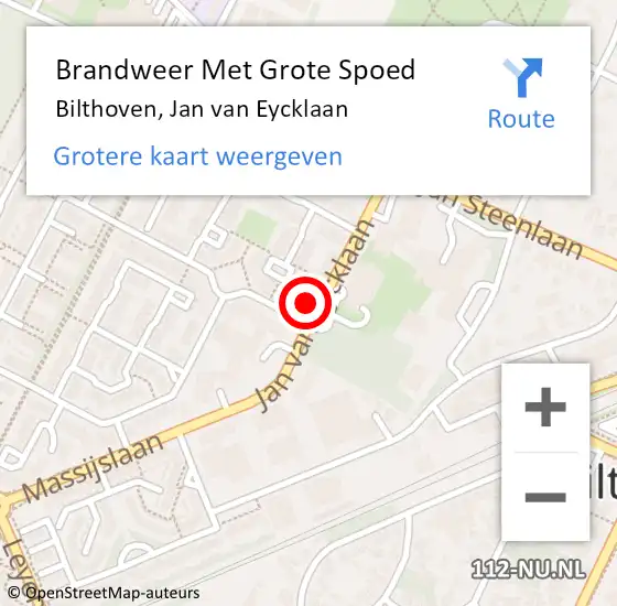 Locatie op kaart van de 112 melding: Brandweer Met Grote Spoed Naar Bilthoven, Jan van Eycklaan op 23 januari 2023 11:40