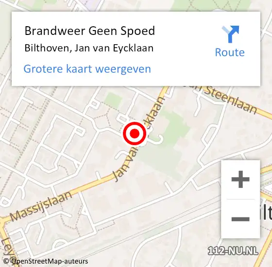Locatie op kaart van de 112 melding: Brandweer Geen Spoed Naar Bilthoven, Jan van Eycklaan op 23 januari 2023 11:41