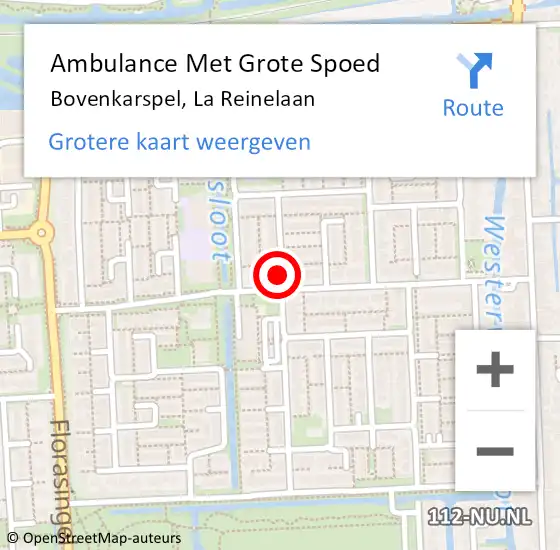Locatie op kaart van de 112 melding: Ambulance Met Grote Spoed Naar Bovenkarspel, La Reinelaan op 23 januari 2023 12:13