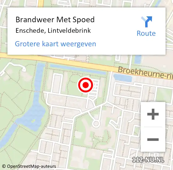 Locatie op kaart van de 112 melding: Brandweer Met Spoed Naar Enschede, Lintveldebrink op 23 januari 2023 12:27