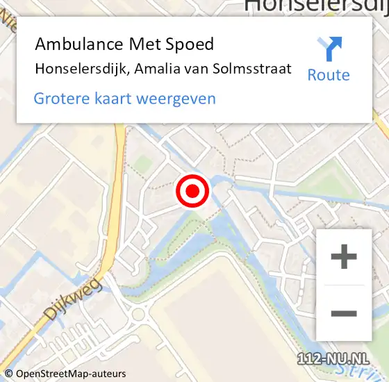 Locatie op kaart van de 112 melding: Ambulance Met Spoed Naar Honselersdijk, Amalia van Solmsstraat op 23 januari 2023 12:41