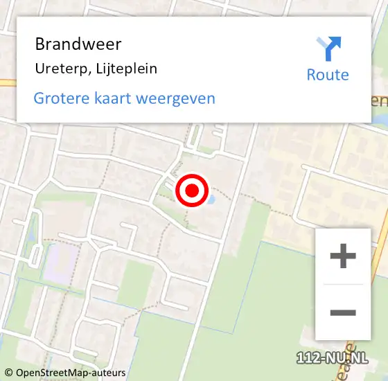 Locatie op kaart van de 112 melding: Brandweer Ureterp, Lijteplein op 23 januari 2023 14:04