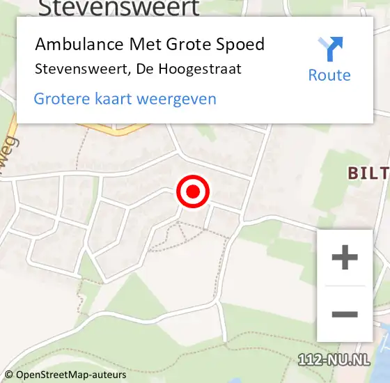 Locatie op kaart van de 112 melding: Ambulance Met Grote Spoed Naar Stevensweert, De Hoogestraat op 23 januari 2023 14:55