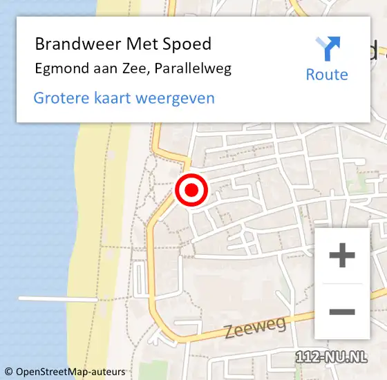 Locatie op kaart van de 112 melding: Brandweer Met Spoed Naar Egmond aan Zee, Parallelweg op 23 januari 2023 19:28
