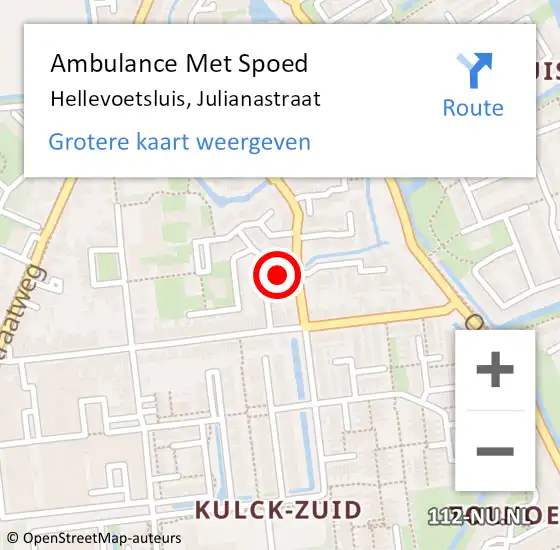 Locatie op kaart van de 112 melding: Ambulance Met Spoed Naar Hellevoetsluis, Julianastraat op 23 januari 2023 21:03